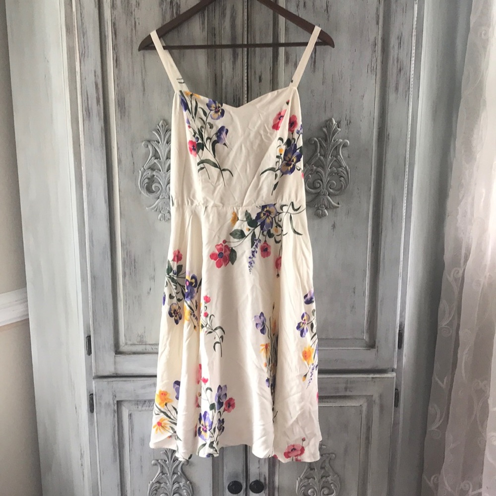Old Navy Cream/Floral Cami Dress: Medium Tall